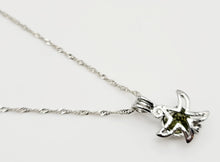 Load image into Gallery viewer, 100% Genuine Natural Moldavite Star Locker Necklace  Silver Tone
