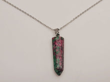 Load image into Gallery viewer, Crystal Necklace Blood Stone Healing Crystal Necklace Silver tone
