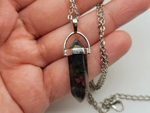 Load image into Gallery viewer, Crystal Necklace Blood Stone Healing Crystal Necklace Silver tone
