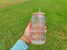 Load image into Gallery viewer, Coffee &amp; Coffee Beer Can Glass | Boho Coffee Glass | Aesthetic Coffee Glass | 16 oz
