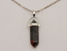 Load image into Gallery viewer, Crystal Necklace Blood Stone Healing Crystal Necklace Silver tone
