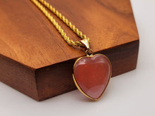 Load image into Gallery viewer, Crystal Choker Necklace Gold Tone Strawberry Quartz Heart
