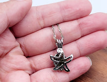 Load image into Gallery viewer, 100% Genuine Natural Moldavite Star Locker Necklace  Silver Tone
