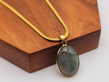 Load image into Gallery viewer, Trendy Labradorite Heart Choker Necklace Gold tone Gorgeous Choker
