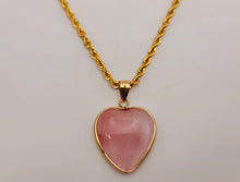 Load image into Gallery viewer, Crystal Choker Necklace Gold Tone Strawberry Quartz Heart
