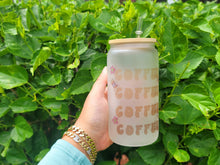 Load image into Gallery viewer, Coffee &amp; Coffee Beer Can Glass | Boho Coffee Glass | Aesthetic Coffee Glass | 16 oz
