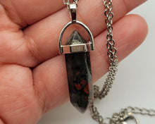 Load image into Gallery viewer, Crystal Necklace Blood Stone Healing Crystal Necklace Silver tone
