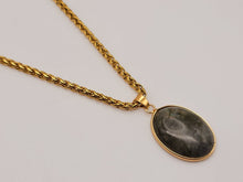 Load image into Gallery viewer, Trendy Labradorite Heart Choker Necklace Gold tone Gorgeous Choker
