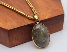 Load image into Gallery viewer, Trendy Labradorite Heart Choker Necklace Gold tone Gorgeous Choker
