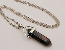 Load image into Gallery viewer, Crystal Necklace Blood Stone Healing Crystal Necklace Silver tone
