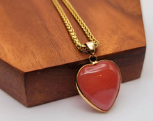 Load image into Gallery viewer, Crystal Choker Necklace Gold Tone Strawberry Quartz Heart
