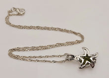 Load image into Gallery viewer, 100% Genuine Natural Moldavite Star Locker Necklace  Silver Tone
