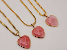 Load image into Gallery viewer, Crystal Choker Necklace Gold Tone Strawberry Quartz Heart
