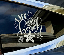 Load image into Gallery viewer, Beach life decal, love the beach decal, wave sticker graphic, ocean vinyl decal,
