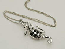 Load image into Gallery viewer, 100% Genuine Natural Moldavite Sea Horse Locker Necklace  Silver Tone
