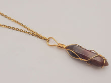 Load image into Gallery viewer, Indian Agate Point Necklace Gold Wire Wrapped Healing Crystal Point
