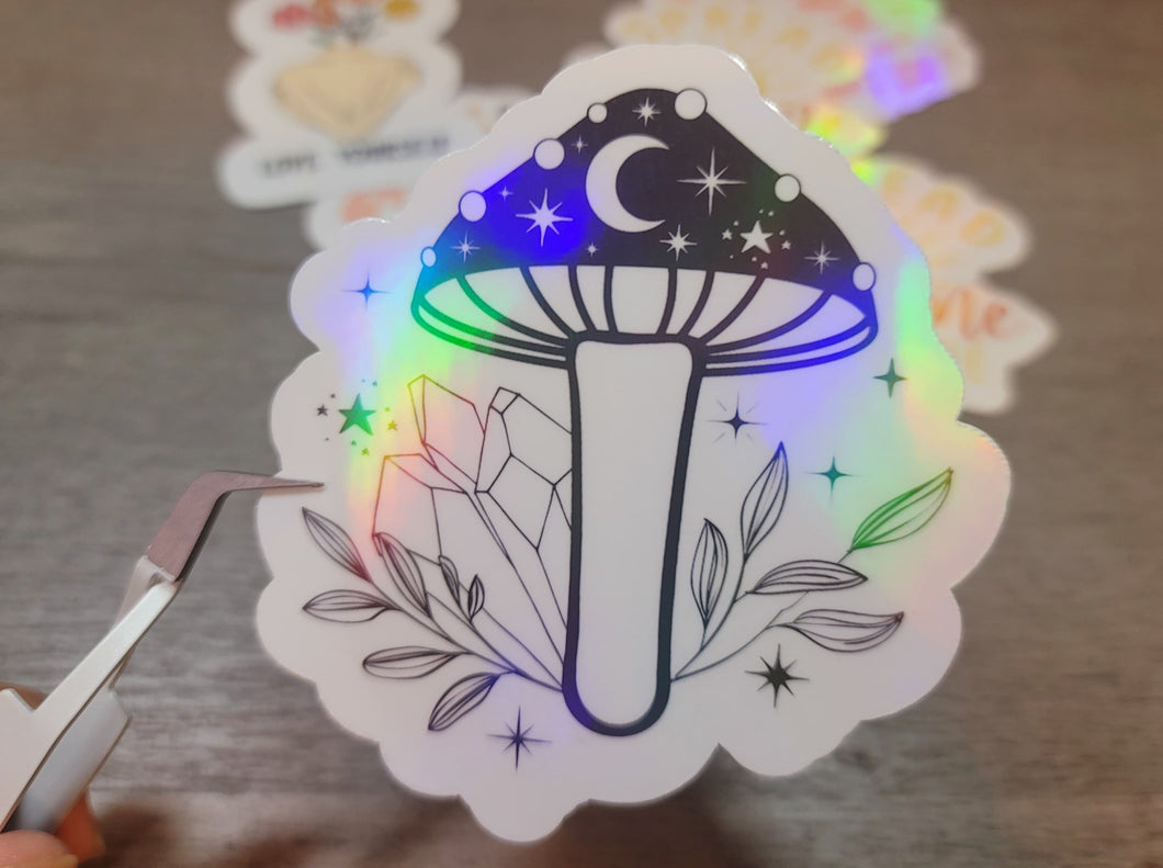 Holographic Waterproof Mushroom stickers Manifestation stickers