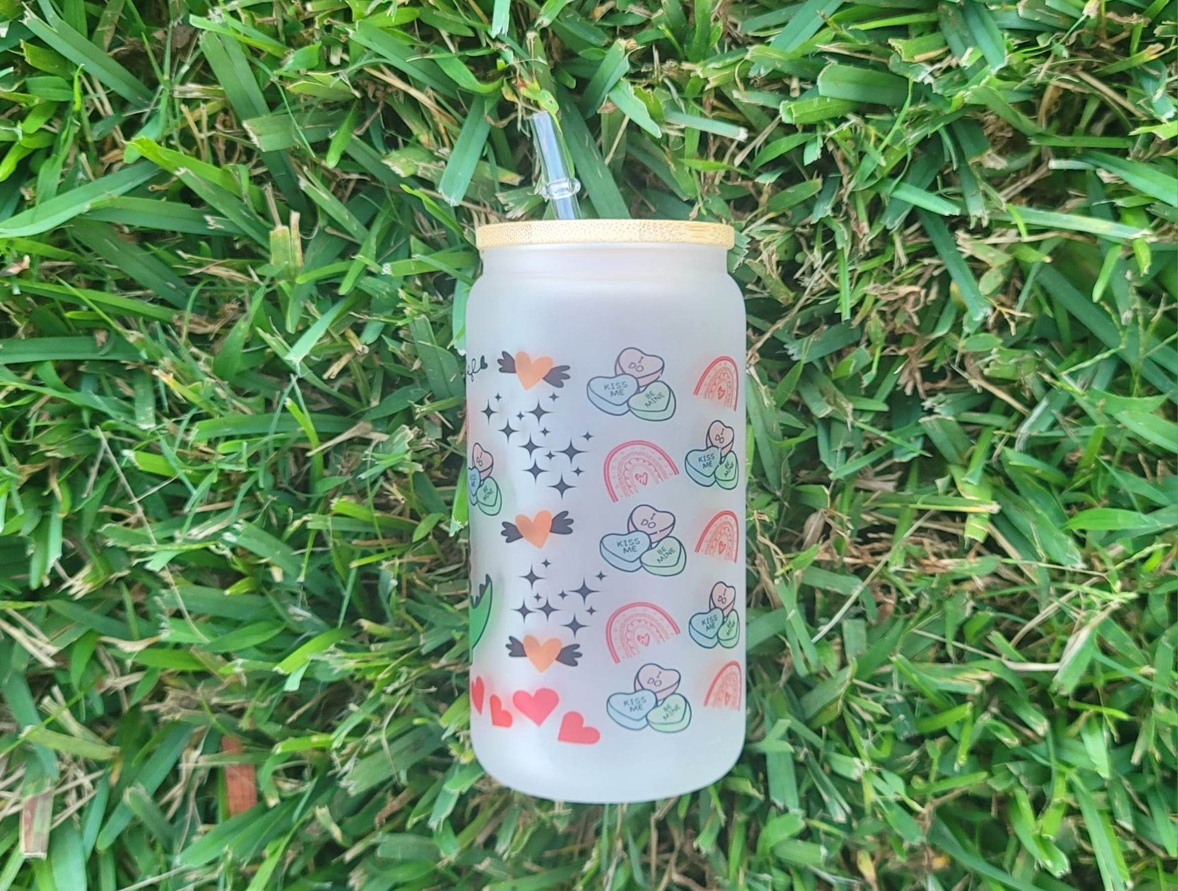 Valentine's Day Beer Can Glass | Dinosaur Beer Can, Kawaii Heart Cup With  Lid