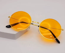 Load image into Gallery viewer, Steampunk Goggles Glasses Round Sunglasses Emo Retro Orange Color
