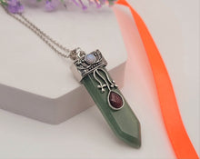 Load image into Gallery viewer, Natural Crystal Necklace Green Aventurine With Opal &amp; Tiger&#39;s Eye Point Necklace
