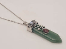 Load image into Gallery viewer, Natural Crystal Necklace Green Aventurine With Opal &amp; Tiger&#39;s Eye Point Necklace
