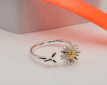 Load image into Gallery viewer, Adjustable Open Flower Ring High Quality 925 Stamped Sterling Silver Sunflower

