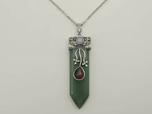 Load image into Gallery viewer, Natural Crystal Necklace Green Aventurine With Opal &amp; Tiger&#39;s Eye Point Necklace
