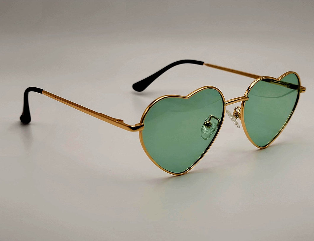 Heart Shape Heart Sunglasses Retro Vintage Boho Translucent Color Green