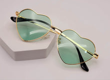 Load image into Gallery viewer, Heart Shape Heart Sunglasses Retro Vintage Boho Translucent Color Green
