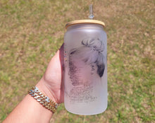 Load image into Gallery viewer, Feng Shui Woman tree Beer Can glass | Boho Coffee Glass | Aesthetic Coffee Glass | 16 oz
