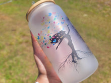 Load image into Gallery viewer, Feng Shui Woman tree Beer Can glass | Boho Coffee Glass | Aesthetic Coffee Glass | 16 oz
