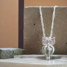 Load image into Gallery viewer, 100 % Natural Handmade Crystal Moldavite Owl Locker Necklace
