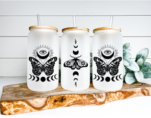 Load image into Gallery viewer, Luna Moth Beer Can Glass Witchy Gifts Crystal Moth | Boho Coffee Glass
