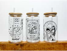 Load image into Gallery viewer, Aquarius Sign Zodiac Sign Glass Tumbler, 16oz Iced Coffee Cup, Birthday Gift for Her
