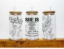 Load image into Gallery viewer, Daily Affirmations Beer Can glass | Boho Coffee Glass | Aesthetic Coffee
