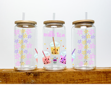 Load image into Gallery viewer, Milk Tea Stars | Boho Kawaii Coffee Glass | Aesthetic Coffee Glass | 16 oz
