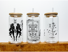 Load image into Gallery viewer, Gemini Sign Zodiac Sign Glass Tumbler, 16oz Iced Coffee Cup, Birthday Gift for Her
