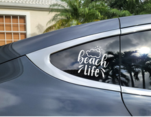 Load image into Gallery viewer, Beach life decal, love the beach decal, wave sticker graphic, ocean vinyl decal
