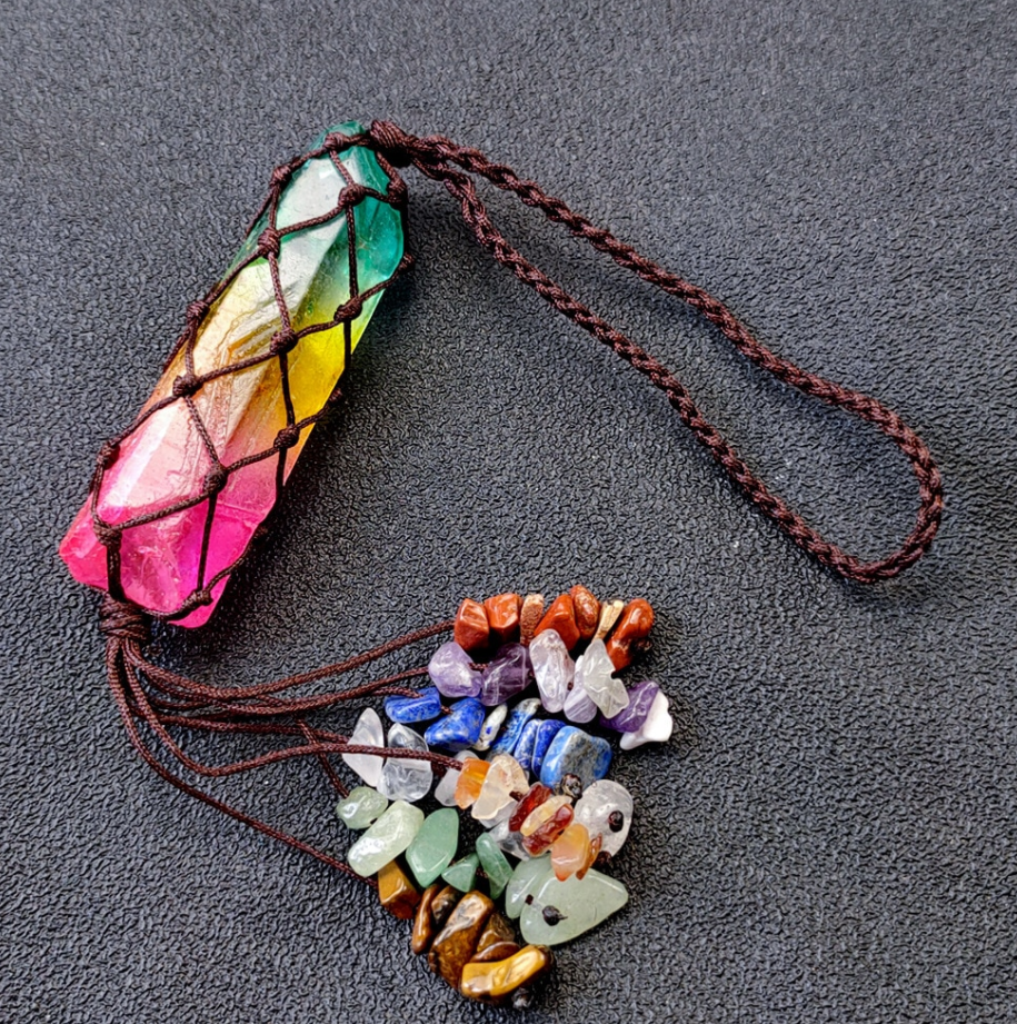 Crystal Tassel | 7 Chakra Hanger | perfect gift for her hanger Big Stone, Hand made