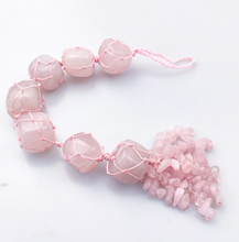 Load image into Gallery viewer, Crystal Tassel | 7 Chakra Hanger | Rose Quartz Self Love crystal hanger Big Stones
