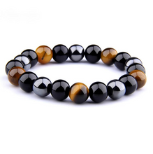 Load image into Gallery viewer, Triple Protection Bracelet For  Luck And Prosperity. Hematite - Black Obsidian - Tiger Eye
