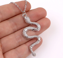 Load image into Gallery viewer, Silver &amp; Gold Snake Necklace | Minimalist Snake Charm Pendant | Delicate Necklace | Snake Pendant | Serpent Necklace | Snake Lover Gift
