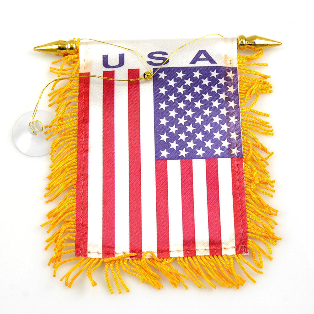 flag for cars decals stickers USA Car flags hanging mini banner small rearview mirror interiror accessory automobiles