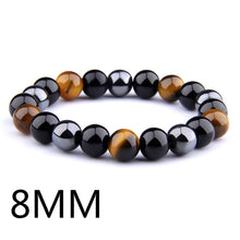 Load image into Gallery viewer, Triple Protection Bracelet For  Luck And Prosperity. Hematite - Black Obsidian - Tiger Eye
