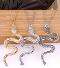 Load image into Gallery viewer, Silver &amp; Gold Snake Necklace | Minimalist Snake Charm Pendant | Delicate Necklace | Snake Pendant | Serpent Necklace | Snake Lover Gift
