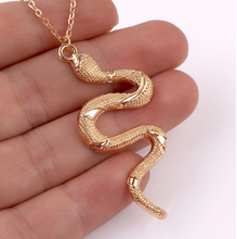 Load image into Gallery viewer, Silver &amp; Gold Snake Necklace | Minimalist Snake Charm Pendant | Delicate Necklace | Snake Pendant | Serpent Necklace | Snake Lover Gift
