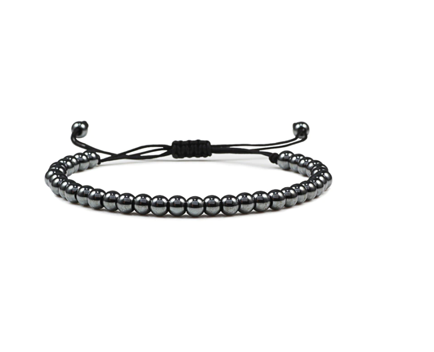 Hematite Bracelet, Beaded bracelet for concentration & Focus Silver Tone