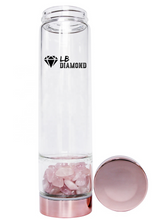 Load image into Gallery viewer, Crystal Glass Gem Water Bottle with Tea Infuser Wellness Glass Stainless Steel
