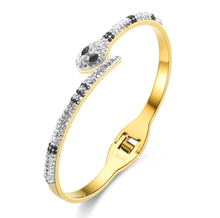 Load image into Gallery viewer, Trendy Full Zircon Snake Bracelet Gold Open High-End Bangle
