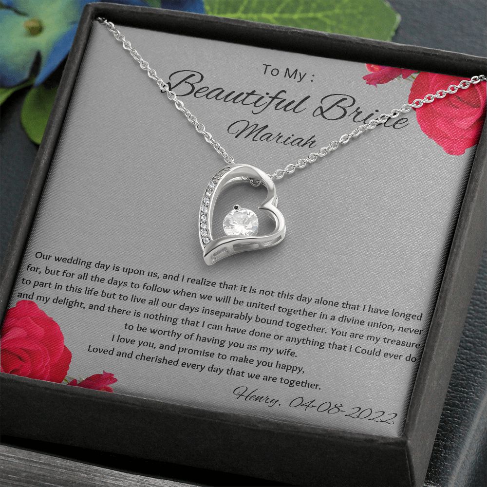 To My Beautiful Bridge Groom to Bride Gift on Wedding day Gift For Bride From Groom